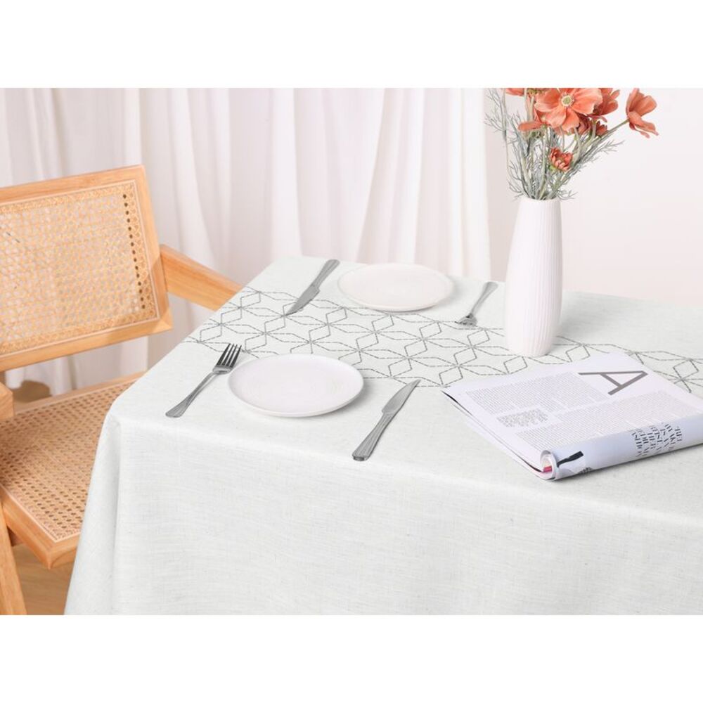 1 Pack Square Rustic Tablecloth, 55x55inch Diamond Grey - Picture 5 of 5